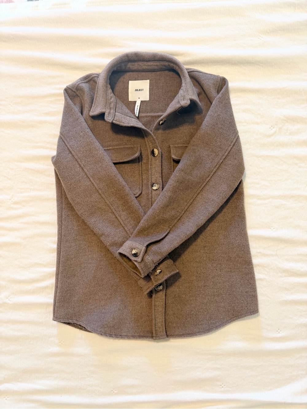.OBJECT Brown Brushed Shacket Overshirt Jacket Size 36 - Picture 3 of 3